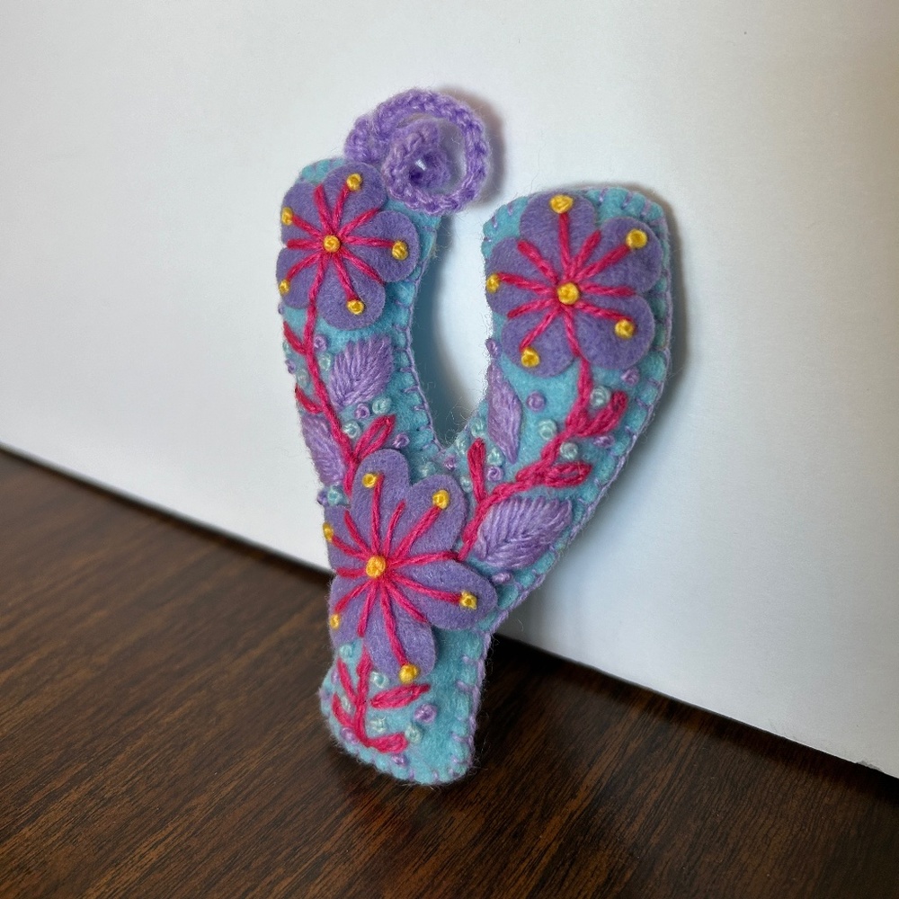 NWOT Y-shaped Felt Ornament with Embroidery